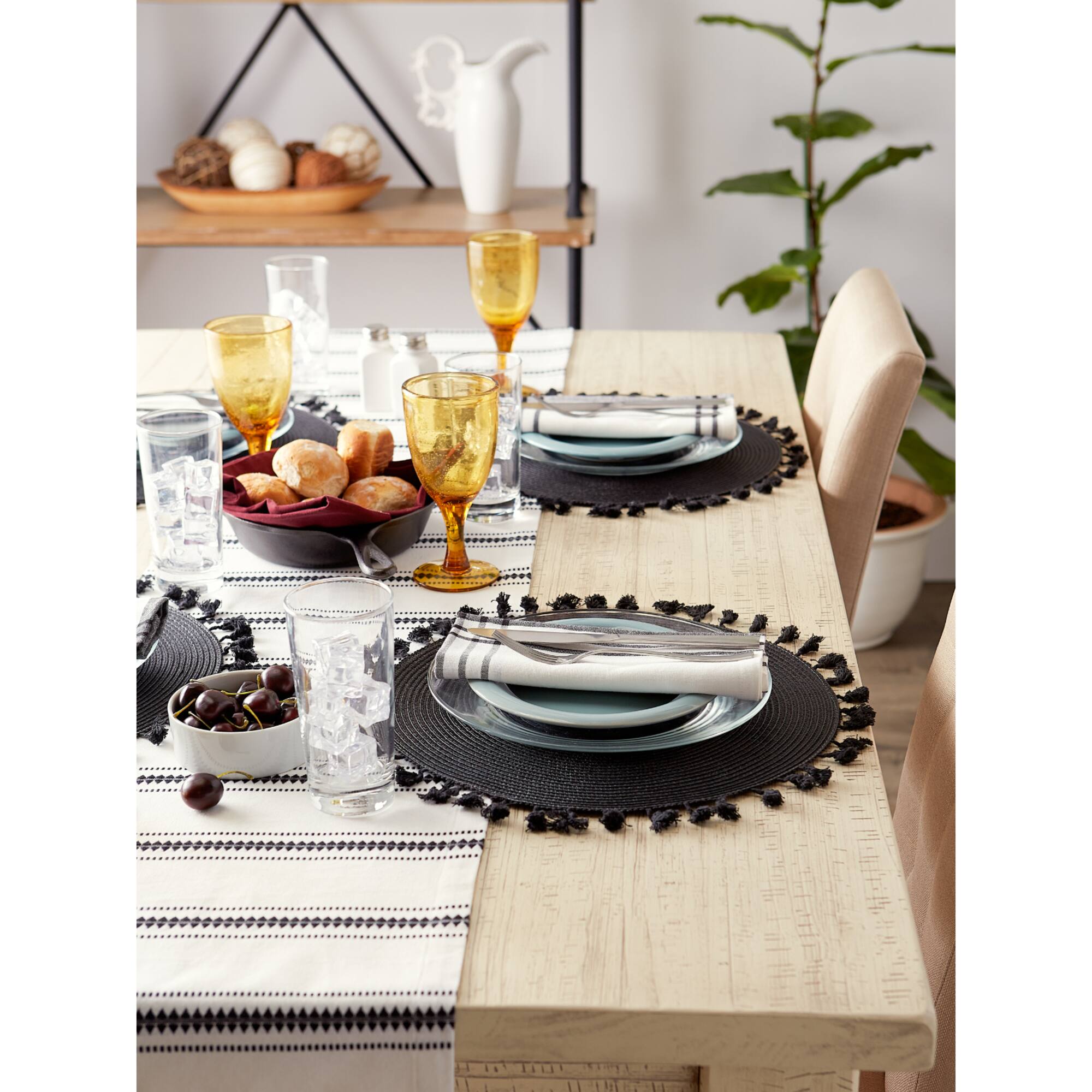 DII® Tassel Fringe Woven Round Placemats